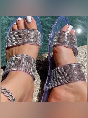 NIB [Wild Pair] Juba Jewel Embellished Slide Jelly Sandals Womens Multiple Sizes